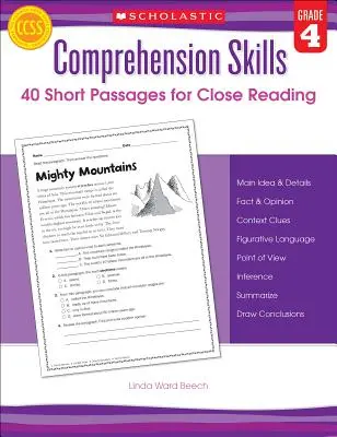 Szövegértési készségek: 40 Short Passages for Close Reading: Grade 4 - Comprehension Skills: 40 Short Passages for Close Reading: Grade 4