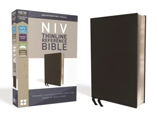 NIV, Thinline Reference Bible, Premium Bonded Leather, Fekete, Red Letter Edition, Comfort Print - NIV, Thinline Reference Bible, Premium Bonded Leather, Black, Red Letter Edition, Comfort Print