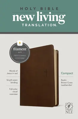 NLT Compact Bible, Filament Enabled Edition (Piros betűs, Leatherlike, Rusztikus barna) - NLT Compact Bible, Filament Enabled Edition (Red Letter, Leatherlike, Rustic Brown)