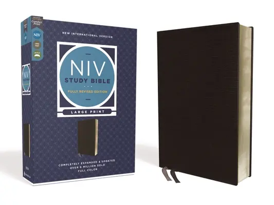 NIV Study Bible, Fully Revised Edition, Large Print, Bonded Leather, Black, Red Letter, Comfort Print (NIV Tanulmányi Biblia, teljes mértékben átdolgozott kiadás, nagyméretű nyomtatás) - NIV Study Bible, Fully Revised Edition, Large Print, Bonded Leather, Black, Red Letter, Comfort Print