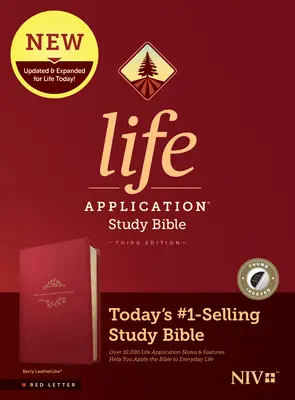 NIV Life Application Study Bible, harmadik kiadás (Piros betűs, bőrszerű, bogyószínű, indexelt) - NIV Life Application Study Bible, Third Edition (Red Letter, Leatherlike, Berry, Indexed)