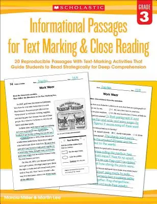 Informational Passages for Text Marking & Close Reading: Grade 3: 20 sokszorosítható szöveghely a szövegjelölési tevékenységekkel, amelyek a tanulókat az olvasáshoz vezetik St - Informational Passages for Text Marking & Close Reading: Grade 3: 20 Reproducible Passages with Text-Marking Activities That Guide Students to Read St