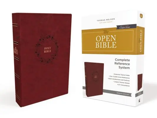 Kjv, Nyitott Biblia, bőrpuha, burgundi, Red Letter Edition, Comfort Print: Complete Reference System - The Kjv, Open Bible, Leathersoft, Burgundy, Red Letter Edition, Comfort Print: Complete Reference System