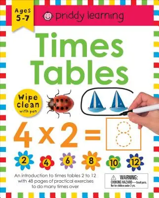 Törölgethető munkafüzet: Tiszta törlőkendő: Times Tables: Times Tables (Zárt spirálkötés): 6 éves kortól; Törölhető tollal és tanulókártyákkal - Wipe Clean Workbook: Times Tables (Enclosed Spiral Binding): Ages 6+; Wipe-Clean with Pen & Flash Cards