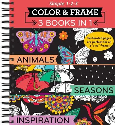 Color & Frame - 3 könyv 1-ben - Állatok, évszakok, inspiráció (Felnőtt színezőkönyv) - Color & Frame - 3 Books in 1 - Animals, Seasons, Inspiration (Adult Coloring Book)