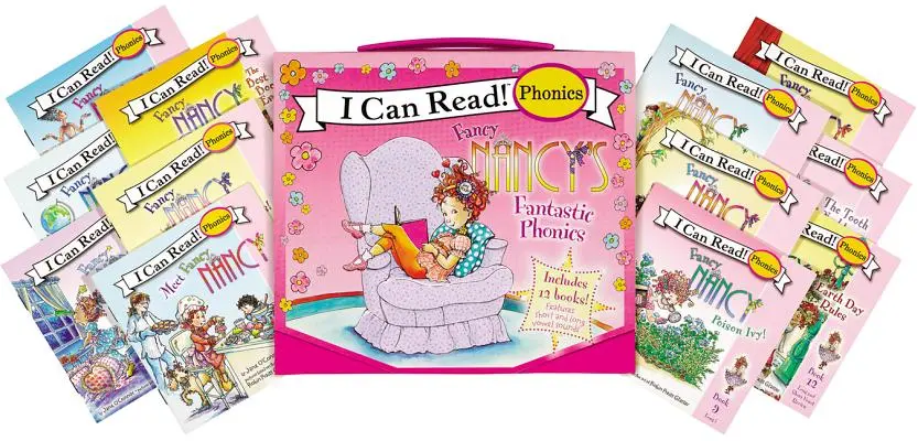 Fancy Nancy 12 könyvből álló fantasztikus fonikai móka!: 12 minikönyv rövid és hosszú magánhangzókkal - Fancy Nancy's 12-Book Fantastic Phonics Fun!: Includes 12 Mini-Books Featuring Short and Long Vowel Sounds