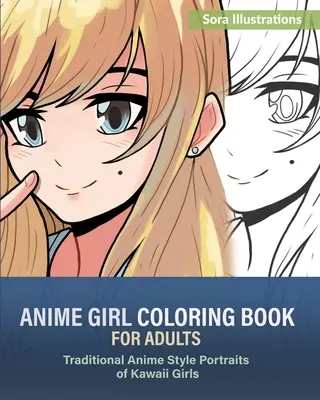 Anime lány színezőkönyv felnőtteknek: Kawaii lányok hagyományos anime stílusú portréi - Anime Girl Coloring Book for Adults: Traditional Anime Style Portraits of Kawaii Girls