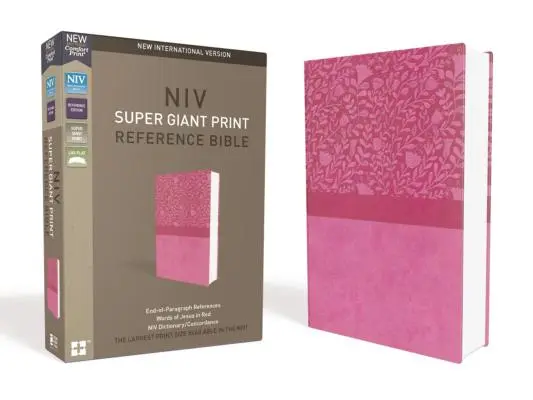 NIV, Super Giant Print Reference Bible, Giant Print, Imitált bőr, Rózsaszín, Vörös betűs kiadás - NIV, Super Giant Print Reference Bible, Giant Print, Imitation Leather, Pink, Red Letter Edition