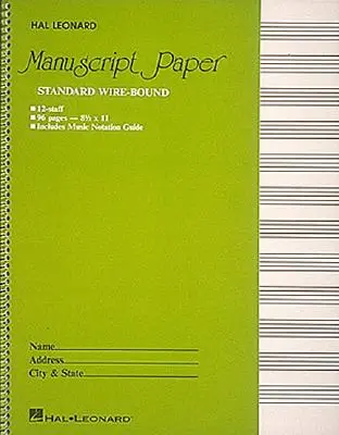 Standard drótkötésű kéziratos papír (zöld borító) - Standard Wirebound Manuscript Paper (Green Cover)