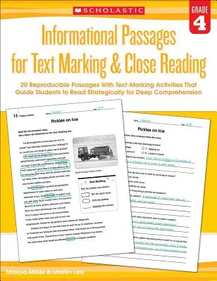 Informational Passages for Text Marking & Close Reading: Grade 4: 20 sokszorosítható szöveghely a szövegjelölési tevékenységekkel, amelyek a tanulókat az olvasáshoz vezetik St - Informational Passages for Text Marking & Close Reading: Grade 4: 20 Reproducible Passages with Text-Marking Activities That Guide Students to Read St