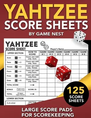 Yahtzee Score Sheets: 125 nagyméretű pontgyűjtő lap 8,5 x 11 Yahtzee pontgyűjtő lapok - Yahtzee Score Sheets: 125 Large Score Pads for Scorekeeping 8.5 x 11 Yahtzee Score Cards