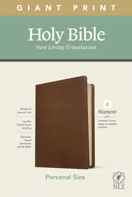 NLT Personal Size Giant Print Bible, Filament Enabled Edition (Piros betűs, bőrhatású, rusztikus barna) - NLT Personal Size Giant Print Bible, Filament Enabled Edition (Red Letter, Leatherlike, Rustic Brown)