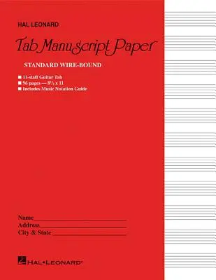 Gitár tabulatúra kéziratos papír - drótkötésben: Kéziratos papír - Guitar Tablature Manuscript Paper - Wire-Bound: Manuscript Paper