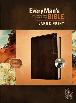 Every Man's Bible Nlt, Large Print, Deluxe Explorer Edition (Leatherlike, Rustic Brown, Indexed)