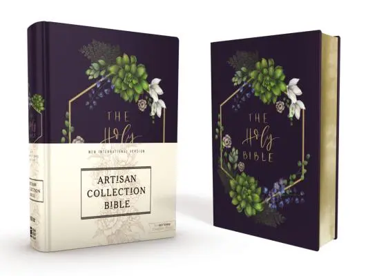 Niv, Artisan Collection Bible, Cloth Over Board, Navy Floral, Designed Edges Under Gilding, Red Letter Edition, Comfort Print