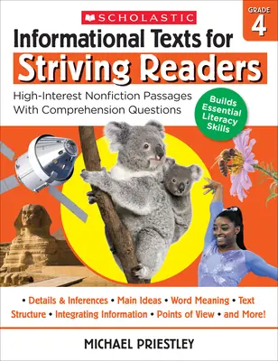 Informational Texts for Striving Readers: 4. osztály: Magas érdeklődésű nem szépirodalmi szövegek megértési kérdésekkel - Informational Texts for Striving Readers: Grade 4: High-Interest Nonfiction Passages with Comprehension Questions