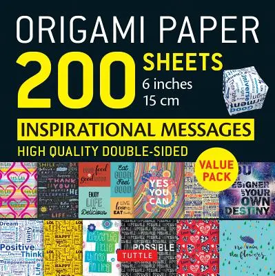 Origami papír 200 lap Inspirációs üzenetek 6 (15 CM): Tuttle Origami papír: Kiváló minőségű, kétoldalas origami lapok 12 különböző De - Origami Paper 200 Sheets Inspirational Messages 6 (15 CM): Tuttle Origami Paper: High-Quality Double Sided Origami Sheets Printed with 12 Different De