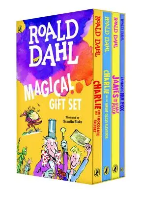 Roald Dahl varázslatos ajándékcsomag (4 könyv): Dahl Dahl könyvek: Charlie és a csokoládégyár, James és az óriásbarack, Fantasztikus Róka úr, Charlie és a nagy üvegszarvas. - Roald Dahl Magical Gift Set (4 Books): Charlie and the Chocolate Factory, James and the Giant Peach, Fantastic Mr. Fox, Charlie and the Great Glass El