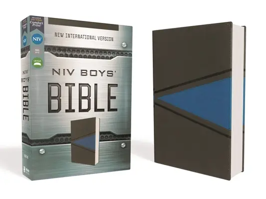 Niv, Fiú Biblia, bőrpuha, szürke/kék, Comfort nyomtatással - Niv, Boys Bible, Leathersoft, Gray/Blue, Comfort Print