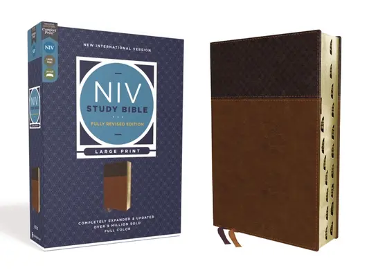 NIV Study Bible, Fully Revised Edition, Large Print, Leathersoft, Brown, Red Letter, Thumb Indexed, Comfort Print (NIV Tanulmányi Biblia) - NIV Study Bible, Fully Revised Edition, Large Print, Leathersoft, Brown, Red Letter, Thumb Indexed, Comfort Print