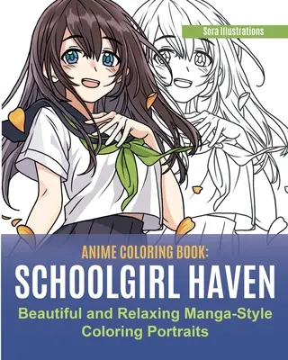 Anime színezőkönyv: School Girl Haven. Gyönyörű és pihentető mangastílusú színező portrék - Anime Coloring Book: School Girl Haven. Beautiful and Relaxing Manga-Style Coloring Portraits