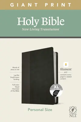 NLT Személyes méretű óriásnyomtatású Biblia, Filament Enabled Edition (Red Letter, Leatherlike, Black/Onyx, Indexelt) - NLT Personal Size Giant Print Bible, Filament Enabled Edition (Red Letter, Leatherlike, Black/Onyx, Indexed)