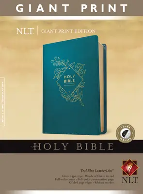 Holy Bible, Giant Print NLT (Vörös betűs, valódi bőr, teakék, indexelve) - Holy Bible, Giant Print NLT (Red Letter, Leatherlike, Teal Blue, Indexed)