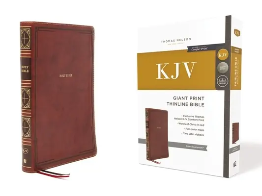 Kjv, Thinline Bible, Giant Print, Leathersoft, Brown, Red Letter Edition, Comfort Print: Szent Biblia, King James Version - Kjv, Thinline Bible, Giant Print, Leathersoft, Brown, Red Letter Edition, Comfort Print: Holy Bible, King James Version