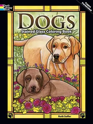 Kutyák festett üveg színező könyv - Dogs Stained Glass Coloring Book