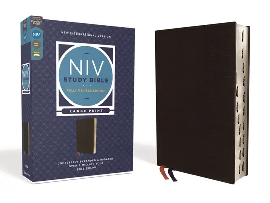 NIV Study Bible, Fully Revised Edition, Large Print, Bonded Leather, Black, Red Letter, Thumb Indexed, Comfort Print (NIV Tanulmányi Biblia, Teljesen átdolgozott kiadás, nagyméretű nyomtatás) - NIV Study Bible, Fully Revised Edition, Large Print, Bonded Leather, Black, Red Letter, Thumb Indexed, Comfort Print