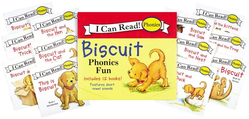 Keksz 12 könyvből álló fonikai móka!: 12 minikönyv rövid és hosszú magánhangzókkal. - Biscuit 12-Book Phonics Fun!: Includes 12 Mini-Books Featuring Short and Long Vowel Sounds