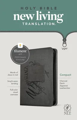 NLT Compact Zipper Bible, Filament Enabled Edition (Vörös betűs, Leatherlike, Charcoal Patch) - NLT Compact Zipper Bible, Filament Enabled Edition (Red Letter, Leatherlike, Charcoal Patch)