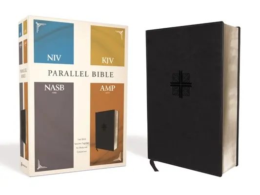 Niv, Kjv, Nasb, Amplified, Parallel Bible, Leathersoft, Black: Négy bibliaváltozat együtt a tanulmányozáshoz és összehasonlításhoz - Niv, Kjv, Nasb, Amplified, Parallel Bible, Leathersoft, Black: Four Bible Versions Together for Study and Comparison