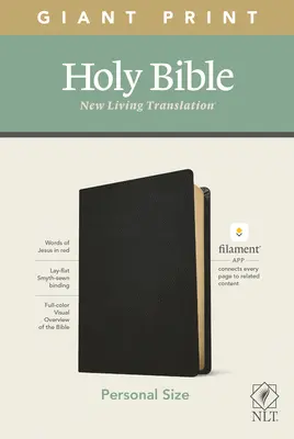 NLT Személyes méretű óriásnyomtatású Biblia, Szálas nyomtatású kiadás (Vörös betűs, valódi bőr, fekete) - NLT Personal Size Giant Print Bible, Filament Enabled Edition (Red Letter, Genuine Leather, Black)