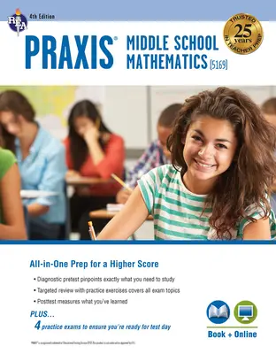 Praxis középiskolai matematika (5169) könyv + online, 4. kiadás - Praxis Middle School Mathematics (5169) Book + Online, 4th Edition