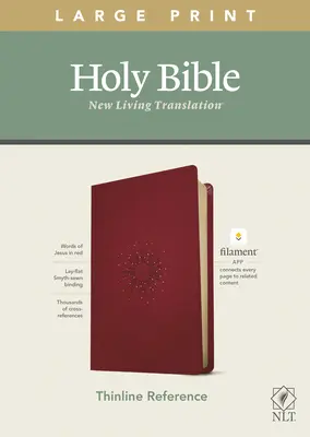 NLT Large Print Thinline Reference Bible (Nagyméretű, vékonyvonalas nyomtatott referencia Biblia), Szálas kiadás (Red Letter, Leatherlike, Berry) - NLT Large Print Thinline Reference Bible, Filament Enabled Edition (Red Letter, Leatherlike, Berry)