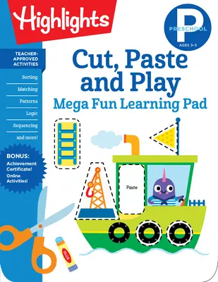 Óvodáskori vágás, beillesztés és játék Mega Fun Learning Pad - Preschool Cut, Paste, and Play Mega Fun Learning Pad