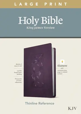 KJV Large Print Thinline Reference Bible, Filament Enabled Edition (Piros betűs, Leatherlike, Virágos/lila) - KJV Large Print Thinline Reference Bible, Filament Enabled Edition (Red Letter, Leatherlike, Floral/Purple)