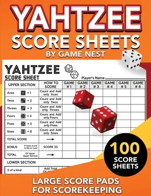 Yahtzee eredménylapok: 8.5 x 11” Yahtzee Score Cards” - Yahtzee Score Sheets: 100 Large Score Pads for Scorekeeping - 8.5 x 11