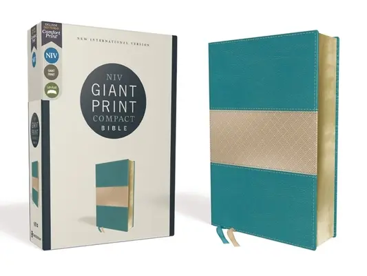 Niv, Giant Print Compact Bible, Leathersoft, Teal, Red Letter Edition, Comfort Print