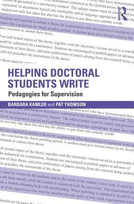 A doktoranduszok írásának segítése: Pedagogies for supervision - Helping Doctoral Students Write: Pedagogies for supervision