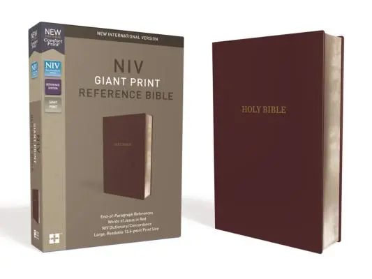 NIV, Referenciabiblia, óriásnyomtatás, bőrszerkezet, bordó, Red Letter kiadás, Comfort Print - NIV, Reference Bible, Giant Print, Leather-Look, Burgundy, Red Letter Edition, Comfort Print