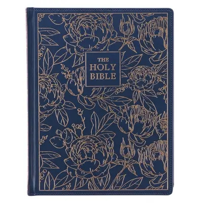 KJV Szent Biblia, Nagyméretű jegyzetelő Biblia, Műbőr keményfedeles kiadás - King James Version, Navy W/Gold Floral - KJV Holy Bible, Large Print Note-Taking Bible, Faux Leather Hardcover - King James Version, Navy W/Gold Floral