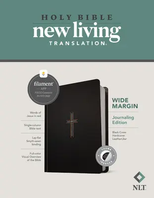 NLT Wide Margin Bible, Filament Enabled Edition (Piros betűs, keményfedeles Leatherlike, fekete kereszt, indexelve) - NLT Wide Margin Bible, Filament Enabled Edition (Red Letter, Hardcover Leatherlike, Black Cross, Indexed)