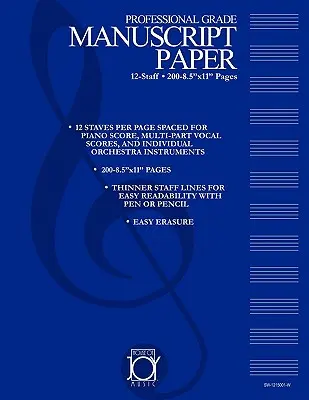 House of Joy Music Deluxe 12 pálcikás kéziratos papír - House of Joy Music Deluxe 12-Staff Manuscript Paper