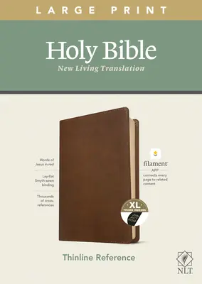 NLT Large Print Thinline Reference Bible, Filament Enabled Edition (Piros betűs, Leatherlike, Rustic Brown, Indexelt) - NLT Large Print Thinline Reference Bible, Filament Enabled Edition (Red Letter, Leatherlike, Rustic Brown, Indexed)