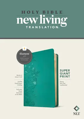 NLT Super Giant Print Bible, Filament Enabled Edition (Piros betűs, Leatherlike, Peony Rich Teal) - NLT Super Giant Print Bible, Filament Enabled Edition (Red Letter, Leatherlike, Peony Rich Teal)