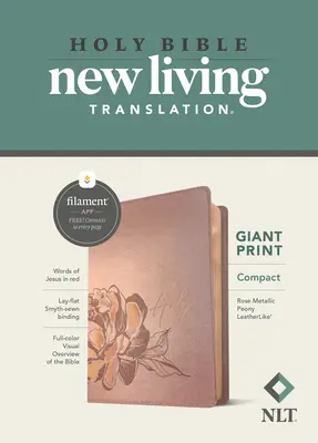 NLT Compact Giant Print Bible, Filament Enabled Edition (Piros betűs, Leatherlike, Rose Metallic Peony) - NLT Compact Giant Print Bible, Filament Enabled Edition (Red Letter, Leatherlike, Rose Metallic Peony)