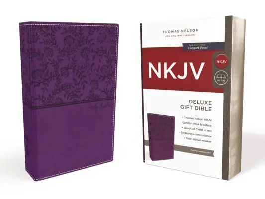 NKJV, Deluxe ajándék Biblia, műbőr, lila, piros betűs kiadás - NKJV, Deluxe Gift Bible, Imitation Leather, Purple, Red Letter Edition