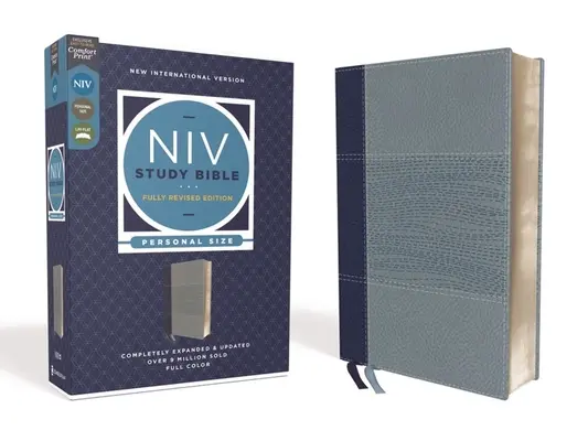 NIV Study Bible, Fully Revised Edition, Personal Size, Leathersoft, Navy/Blue, Red Letter, Comfort Print